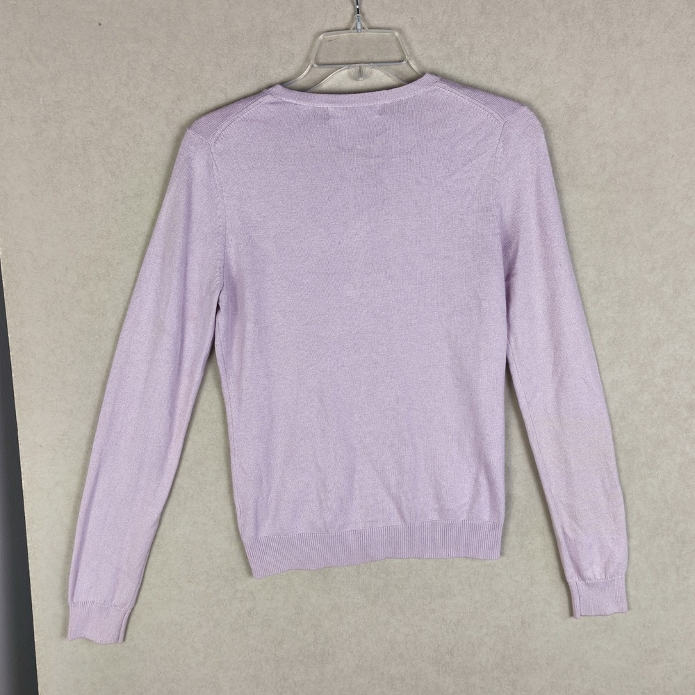 George ME Silk Cashmere Blend Cardigan Small Lavender Ruffle Button Front - Picture 2 of 6